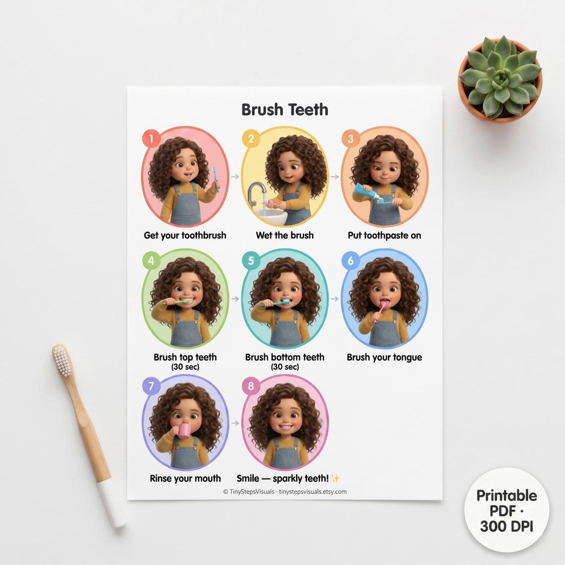 Brush Teeth Routine Poster PRINTABLE | Visual Schedule Autism ADHD ...
