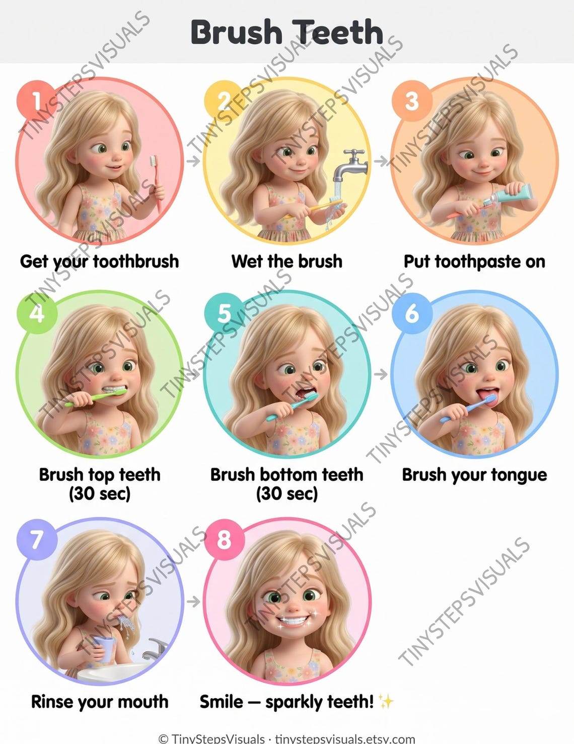 Brush Teeth Routine Poster PRINTABLE | Visual Schedule Autism ADHD ...
