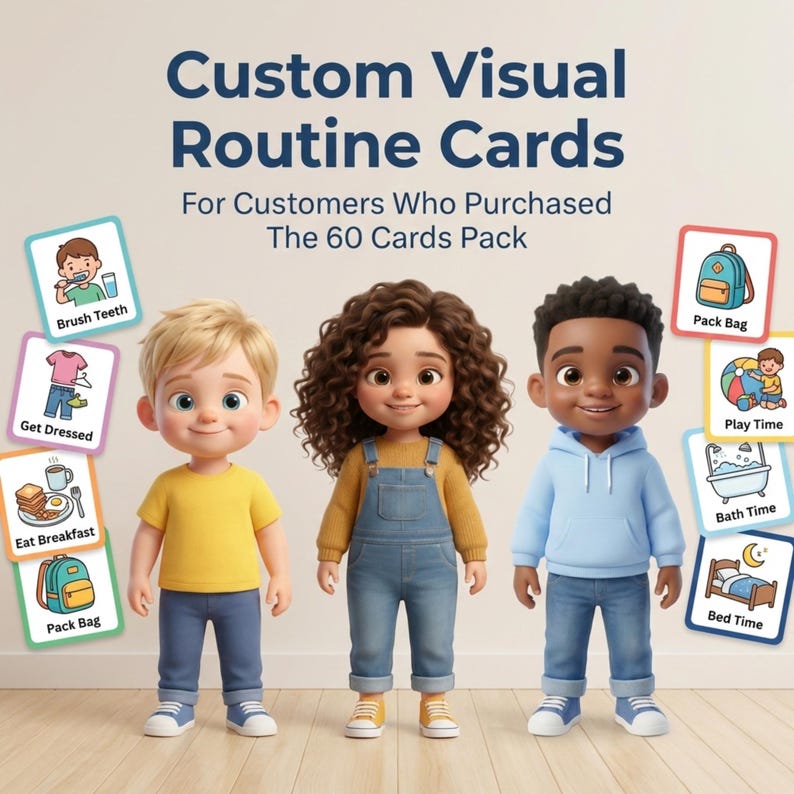 Three Reads Routine Cgi Custom Visual Routine Cards (10) | Personalized Visual Schedule ...