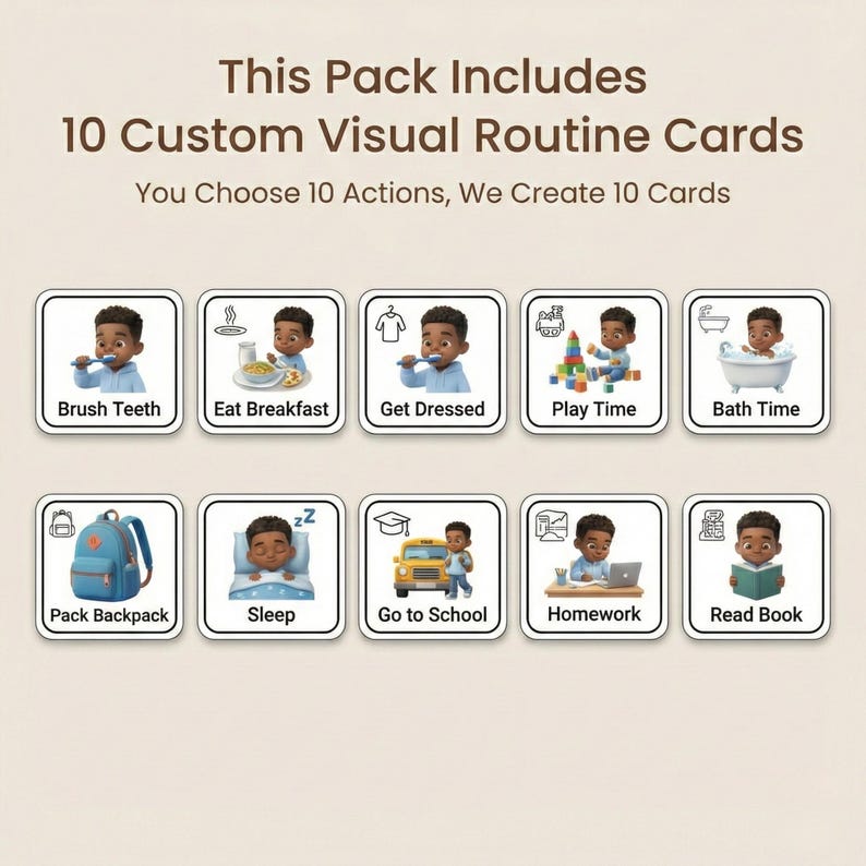 Custom Routine Design Custom Visual Routine Cards (10) | Personalized Visual Schedule ...