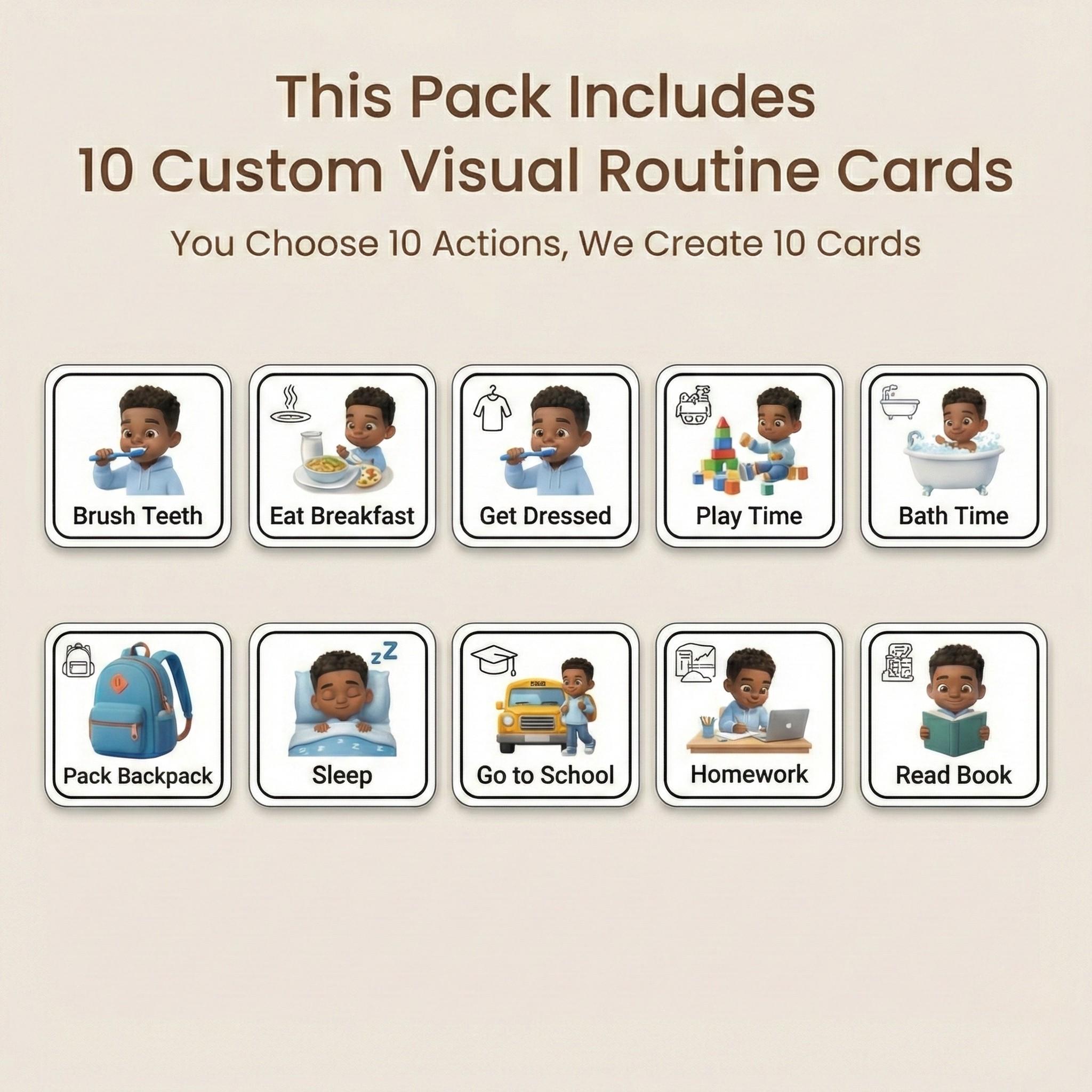 Visual Routine Cardboard Custom Visual Routine Cards (10) | Personalized Visual Schedule ...