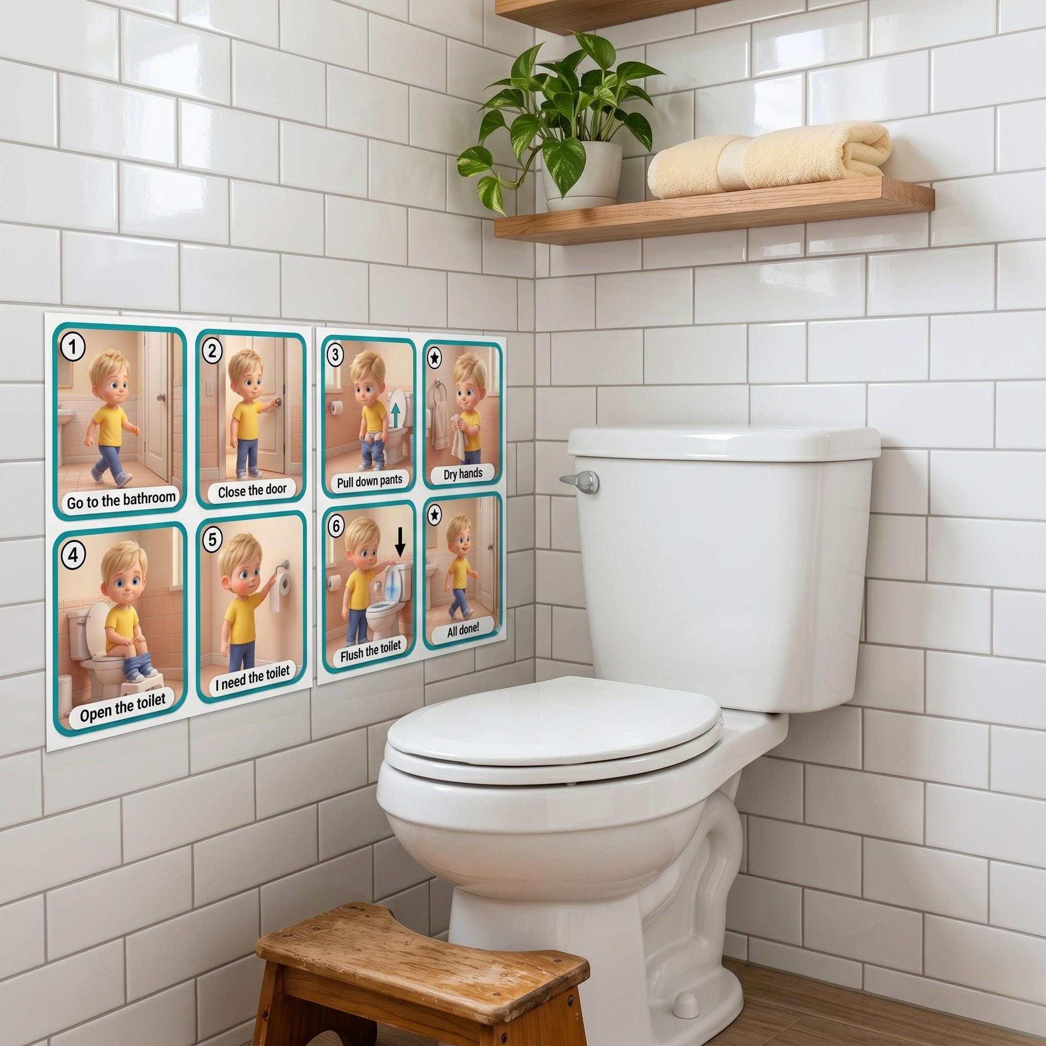Toilet Training Visual Cards PRINTABLE | Step by Step Chart Boys ...