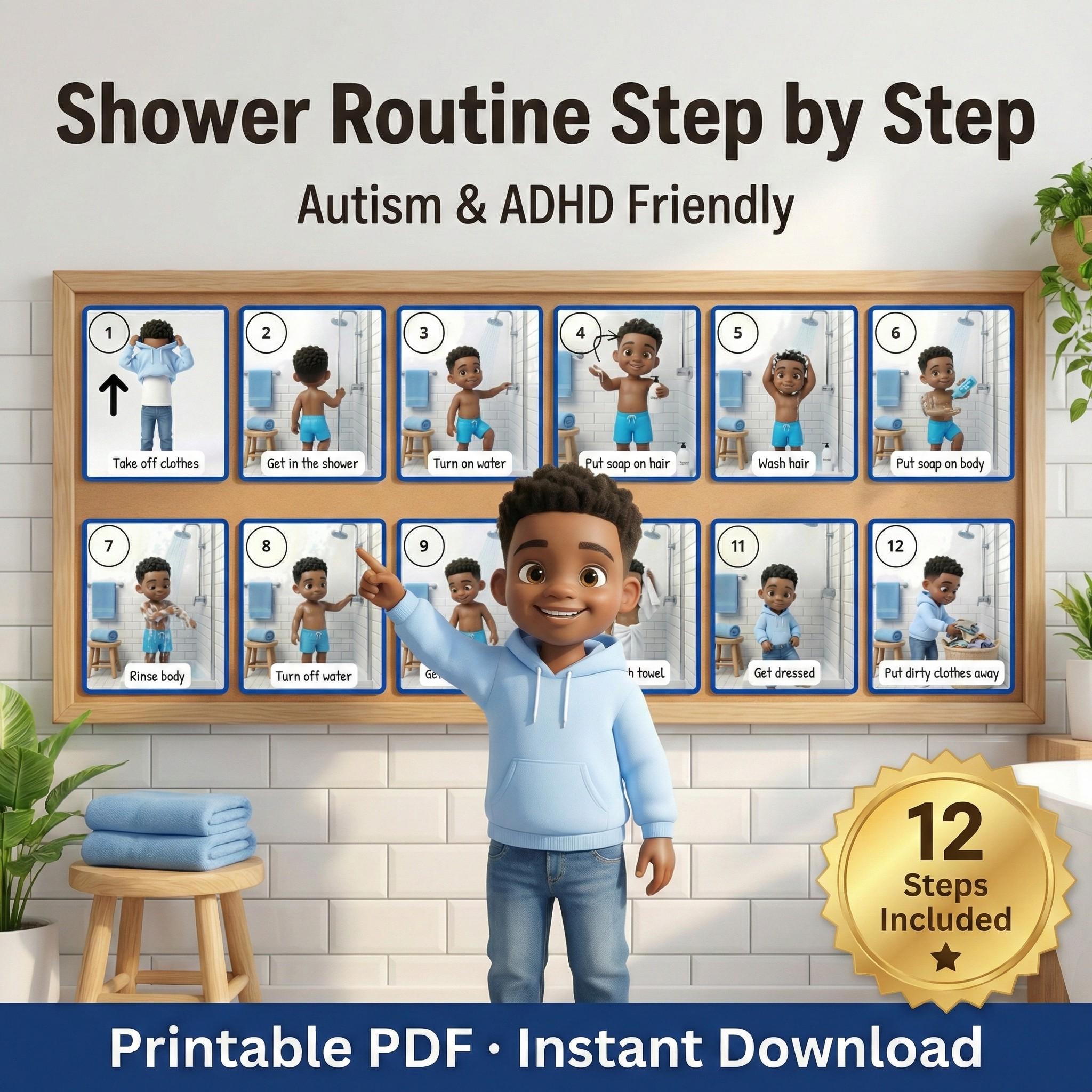 Ld Routine Template Shower Routine Boys | Step by Step Visual Cards | Printable PDF - Etsy