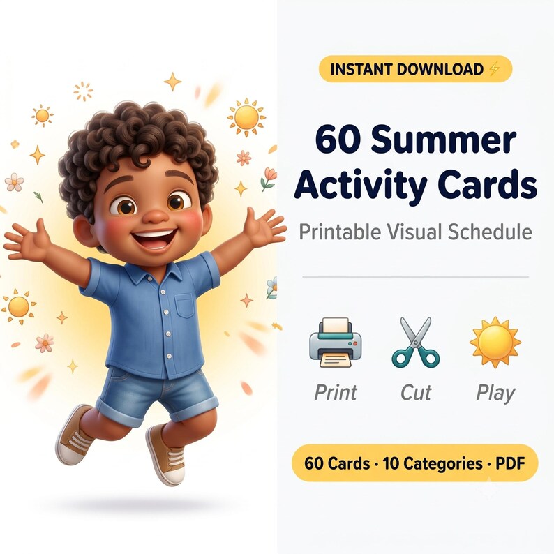 Visual Summer Map 60 Summer Activity Cards PRINTABLE | Visual Schedule Boys | Autism ADHD ...