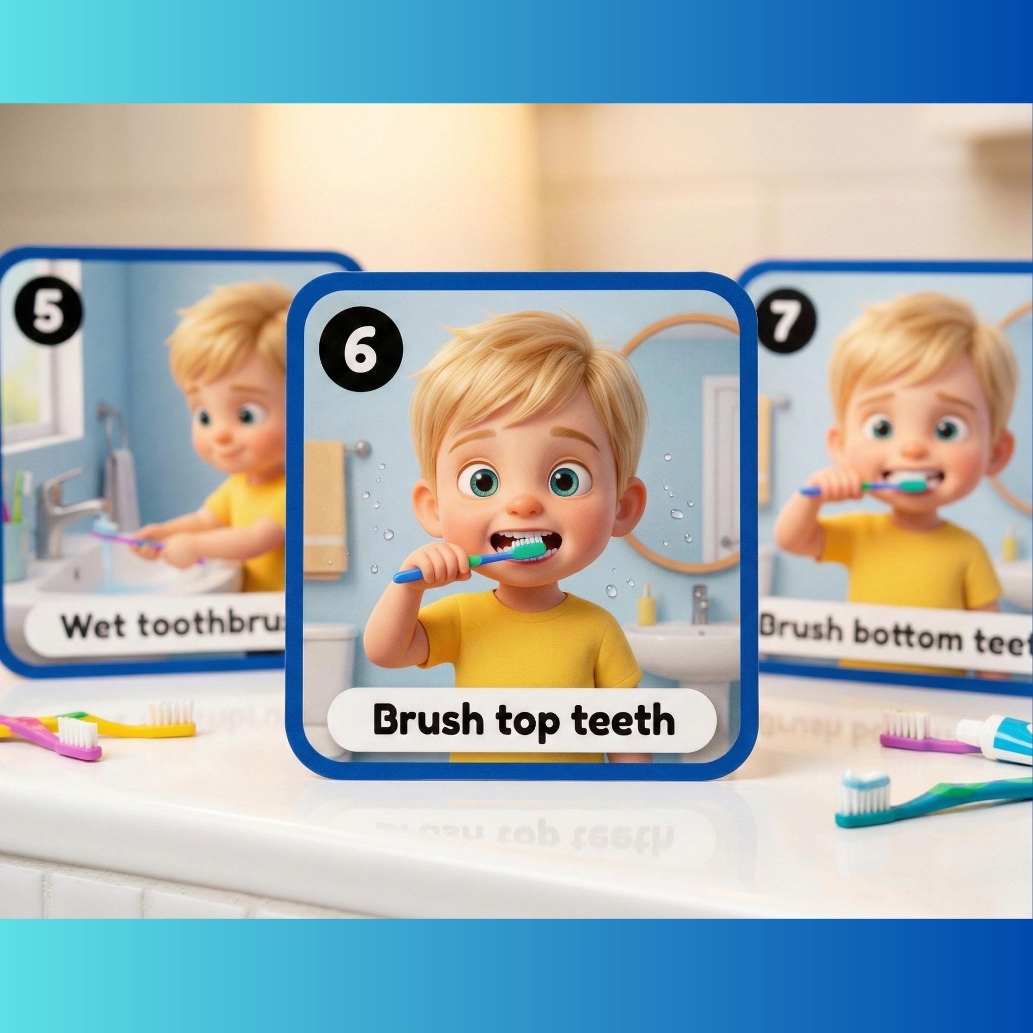 Brush Teeth Visual Cards Boys | Autism ADHD Hygiene Routine | Printable ...