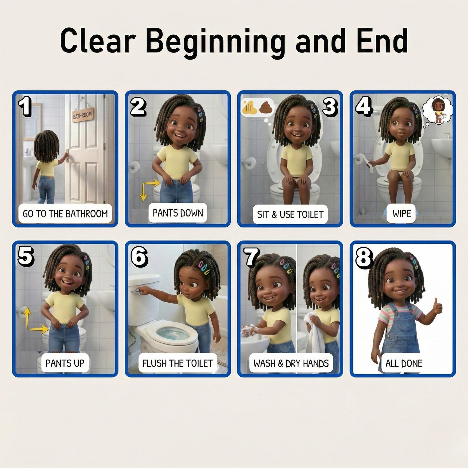 Potty Training Visual Schedule Step by Step for Kids Autism ADHD ...