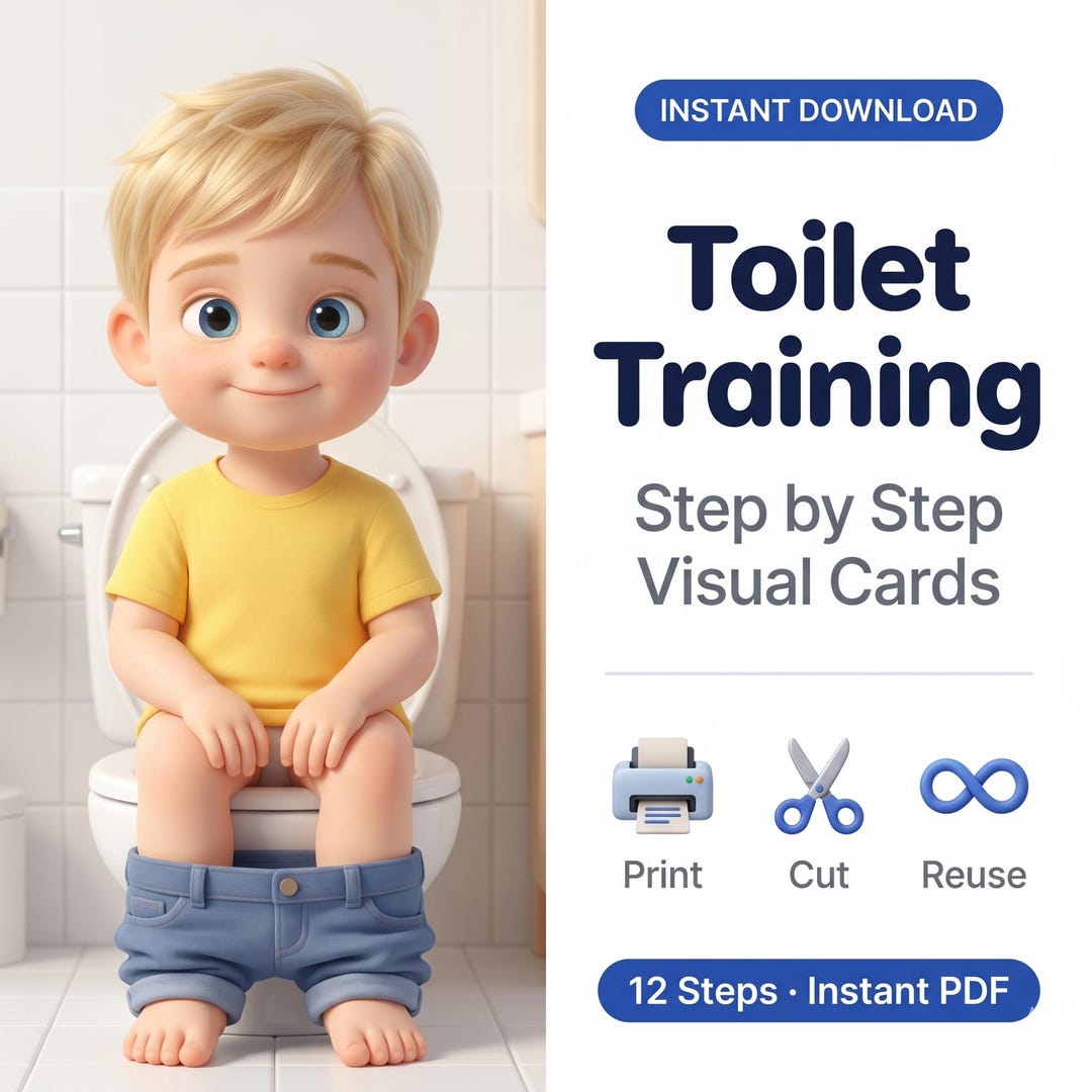 Toilet Training Visual Cards PRINTABLE | Step by Step Chart Boys ...
