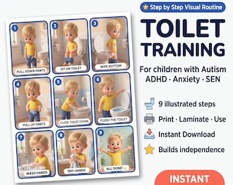 Toilet Training Visual Cards: Autism ADHD SEN Bathroom Routine (Instant Download)