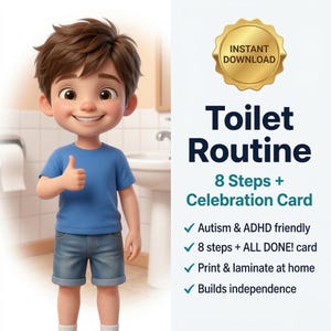 Toilet Training Visual Cards Boys | Autism Potty Steps | Printable Routine Download