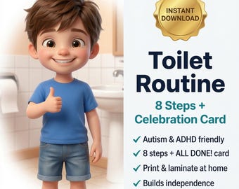 Toilet Training Visual Cards Boys | Autism Potty Steps | Printable Routine Download