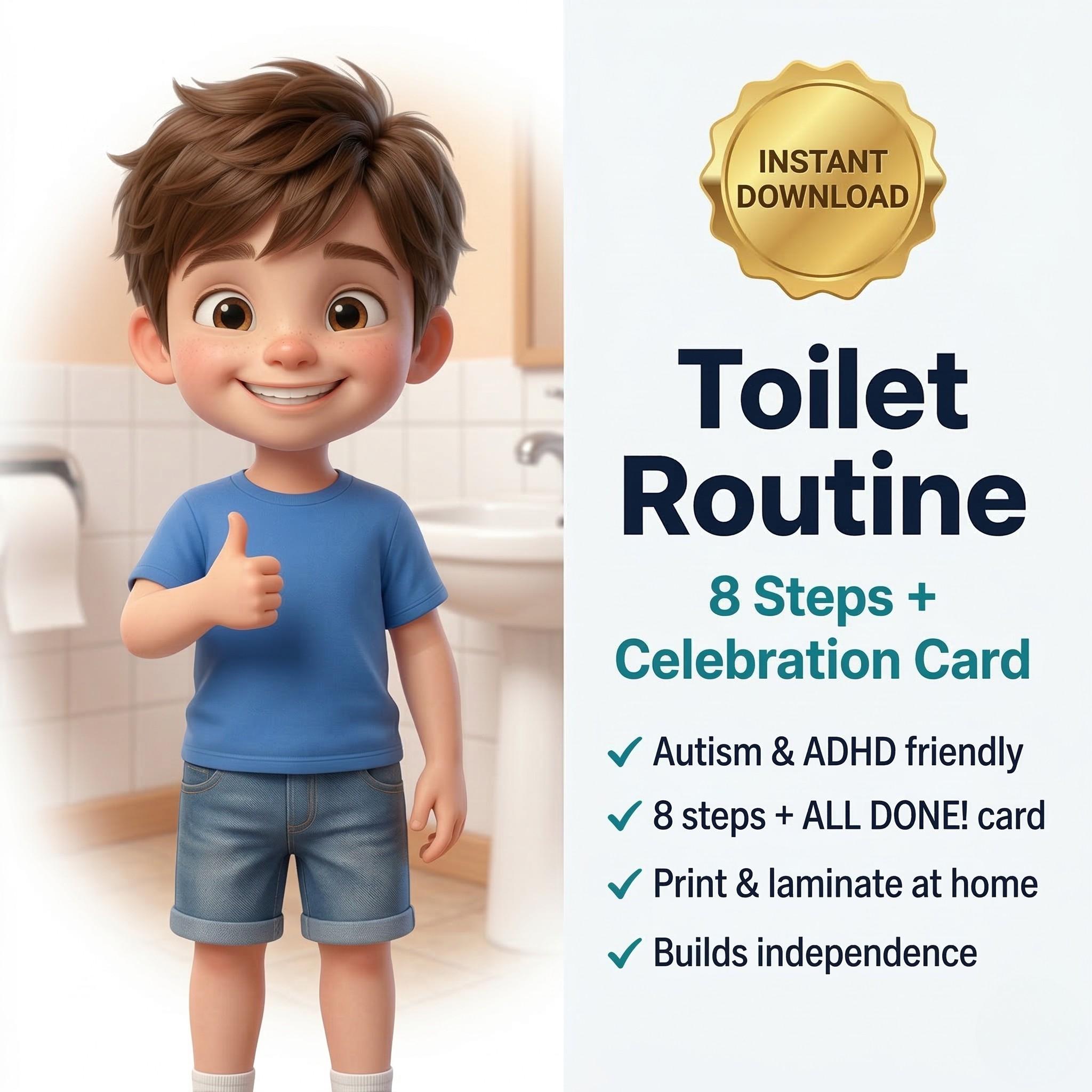Toilet Training Visual Cards Boys | Autism Potty Steps | Printable ...