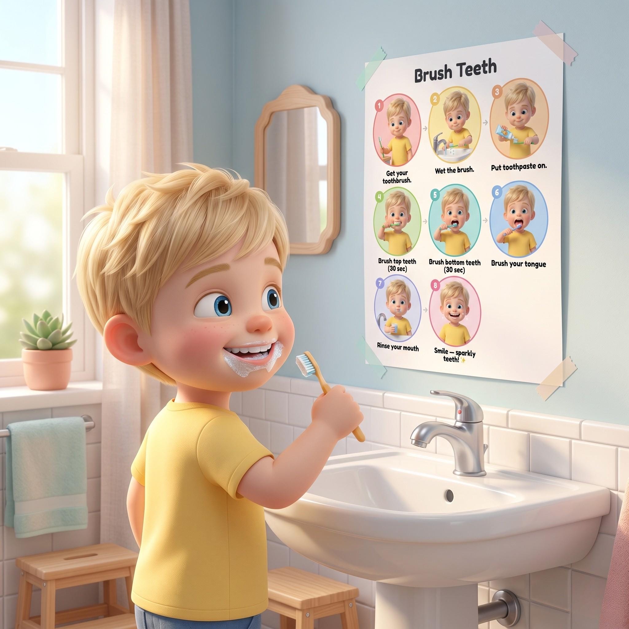 Brush Teeth Visual Cards Boys | Autism ADHD Steps | Printable ...