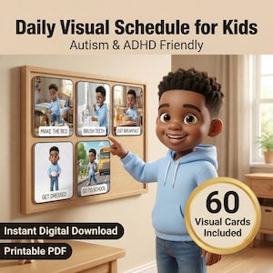 Visual Daily Routine Cards for Kids | 60 Calm & Structured Activities | Printable PDF