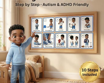 Getting Dressed Step by Step Visual Routine for Boys | Autism ADHD Printable PDF
