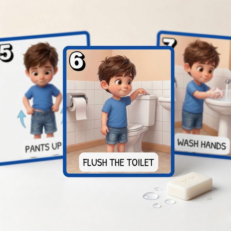 Toilet Training Visual Cards Boys | Autism Potty Steps | Printable ...