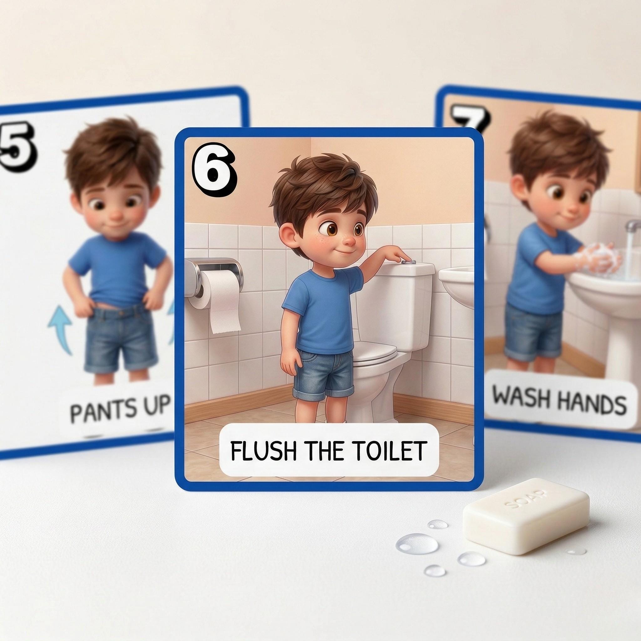 Toilet Training Visual Cards Boys | Autism Potty Steps | Printable ...