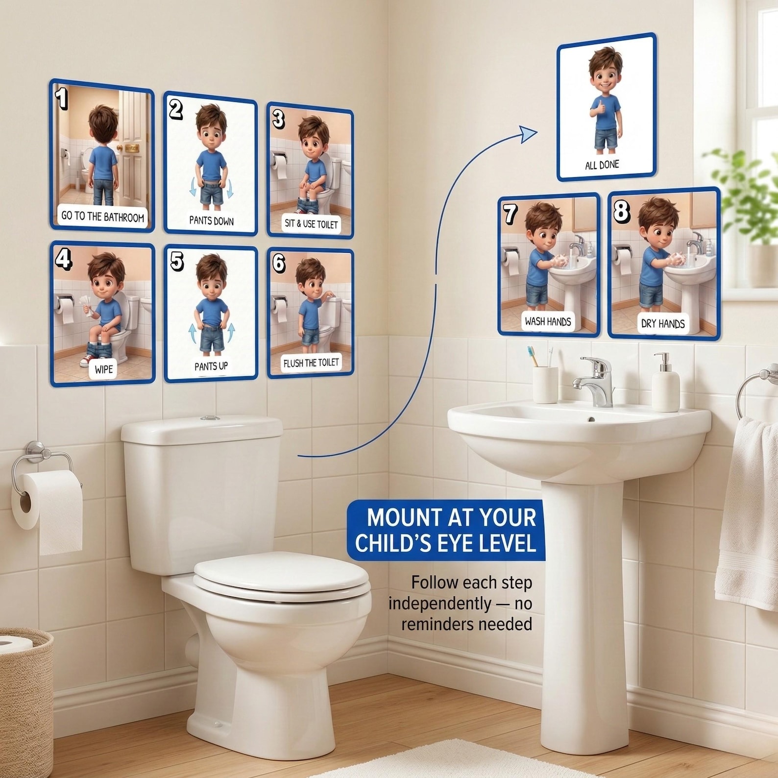 Toilet Training Visual Cards Boys | Autism Potty Steps | Printable ...