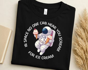 Nello spazio nessuno può sentirti urlare per un gelato Maglietta per ragazzi, maglietta divertente per bambini astronauti, regalo per amanti dello spazio