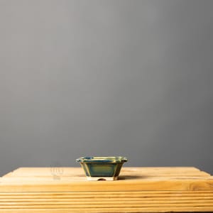 Fyrkantig bonsai- och suckulentkruka nr 1, gräsgrön, 8,5 cm, högbränd stengods