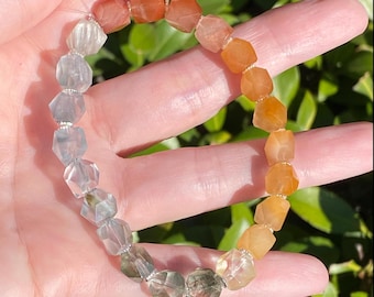 Natural Gemmy Rabbit Hair Quartz Bracelet | High Grade Multi Color Rutilated Quartz | Faceted Crystal Bracelet | Collector Jewelry 8.1mm 7”