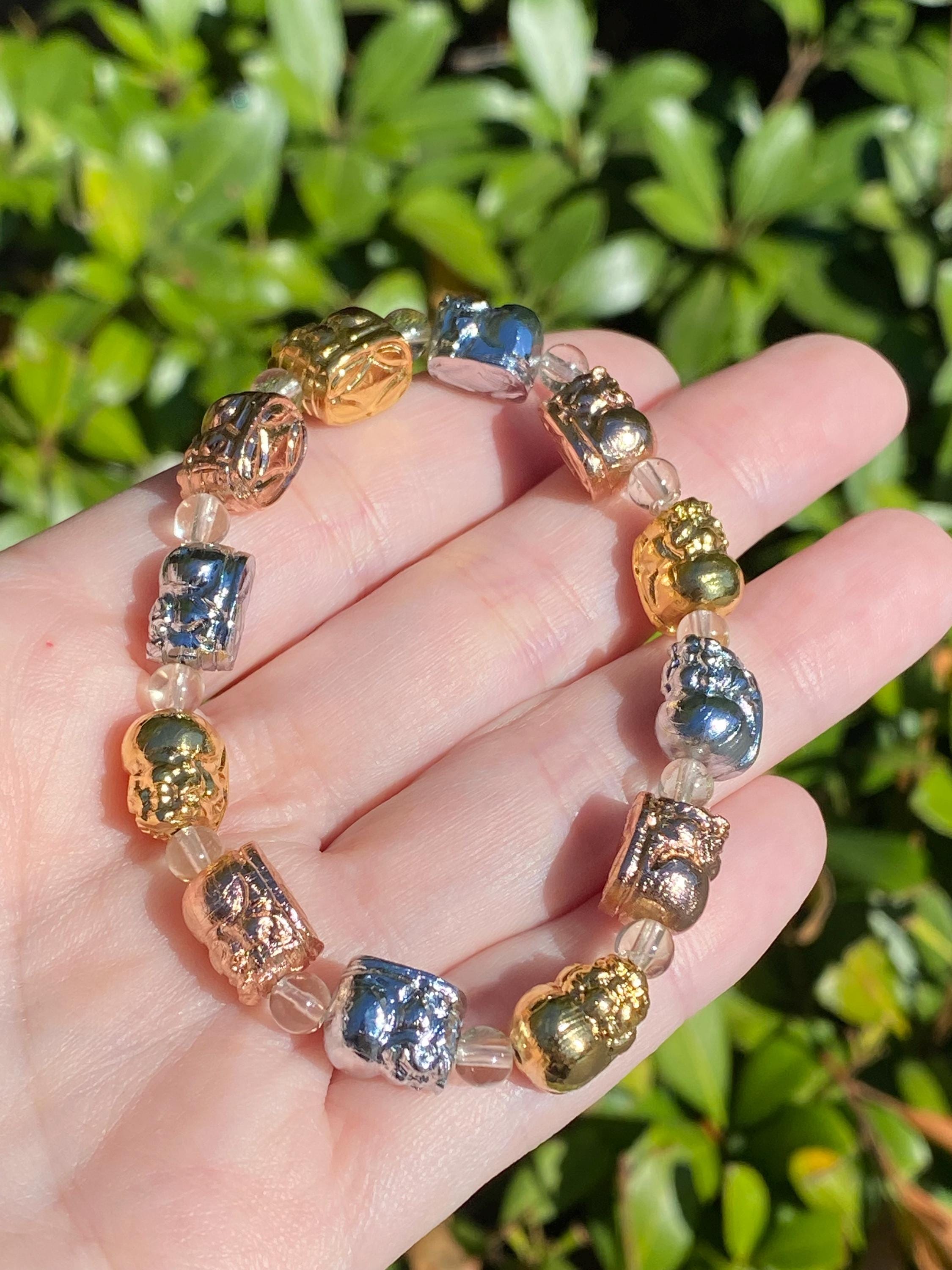 パッチワークブレスレット Kmrii yasuyukiishi Aletai Meteorite Pixiu Bracelet | Mixed Metal, Libyan Desert Glass