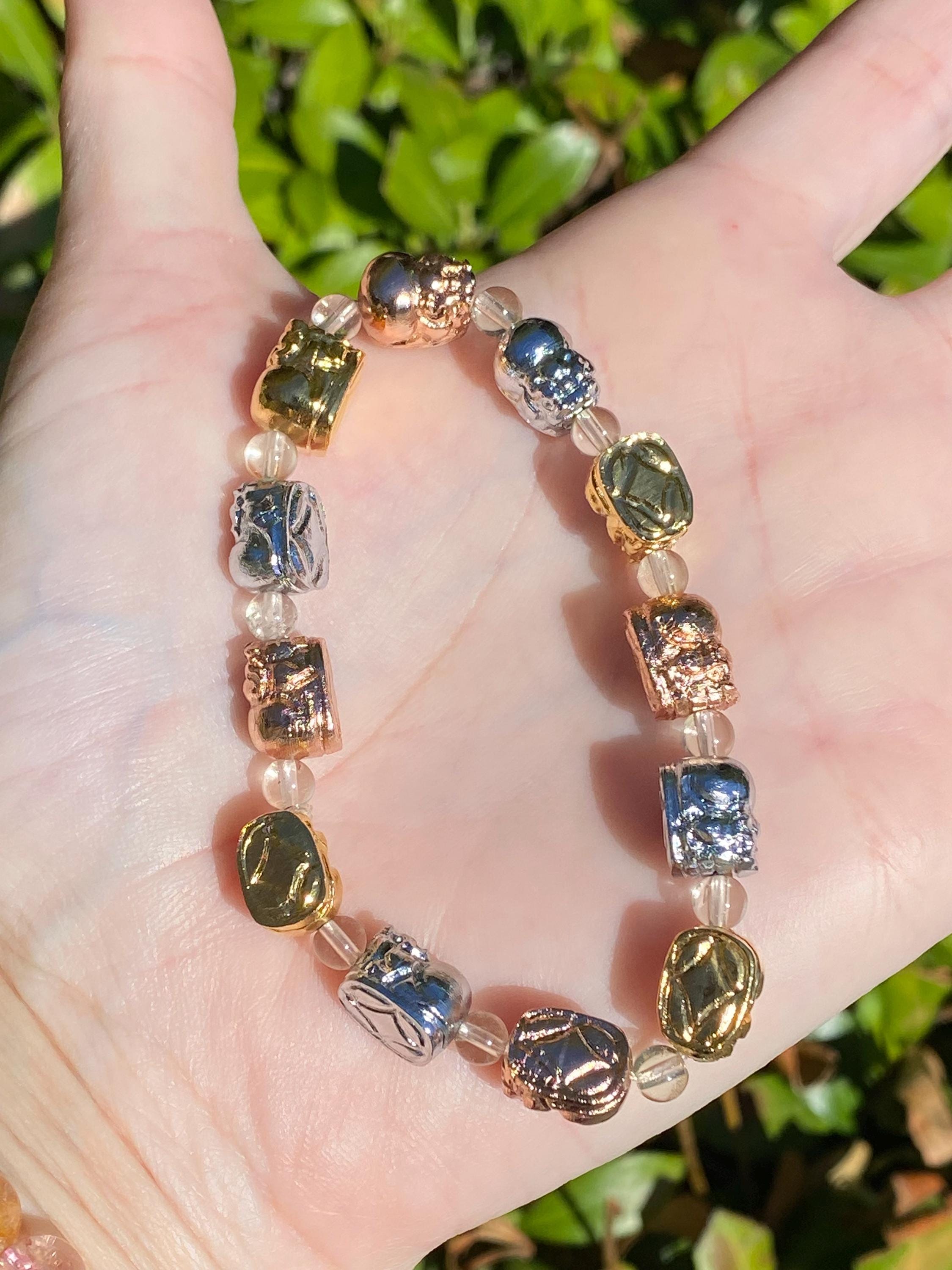 Aletai Meteorite Pixiu Bracelet | Mixed Metal, Libyan Desert Glass