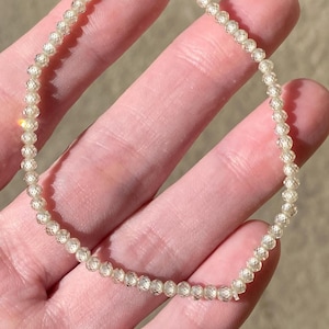 Natural White Moissanite Bracelet 3mm Faceted Beads | Sparkling Dainty Gemstone Bracelet | Minimalist Stackable Jewelry | 7 Inch Wrist
