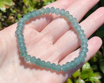Certified Icy Blue Green Jadeite Bracelet 6.3mm | Grade A Jade Bracelet | Dainty Jade Bead Bracelet | Natural Jade Jewelry Stretch Jade Calm