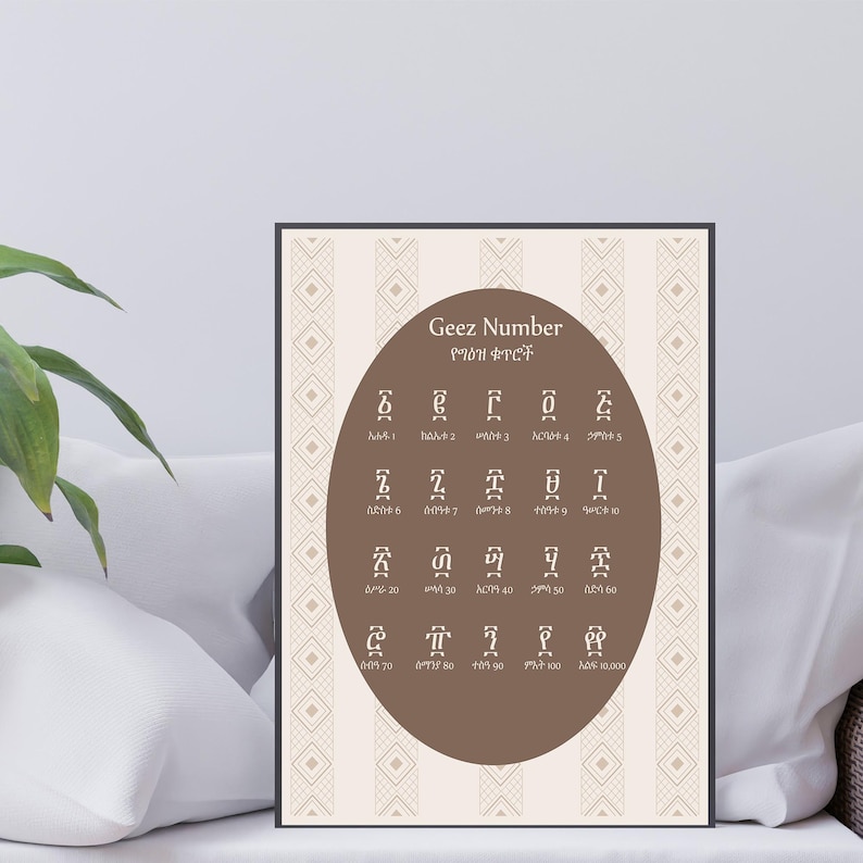 Geez Number Two Ethiopian Geez Numbers Art Print, Ethiopian Number, Ancient Numerals ...