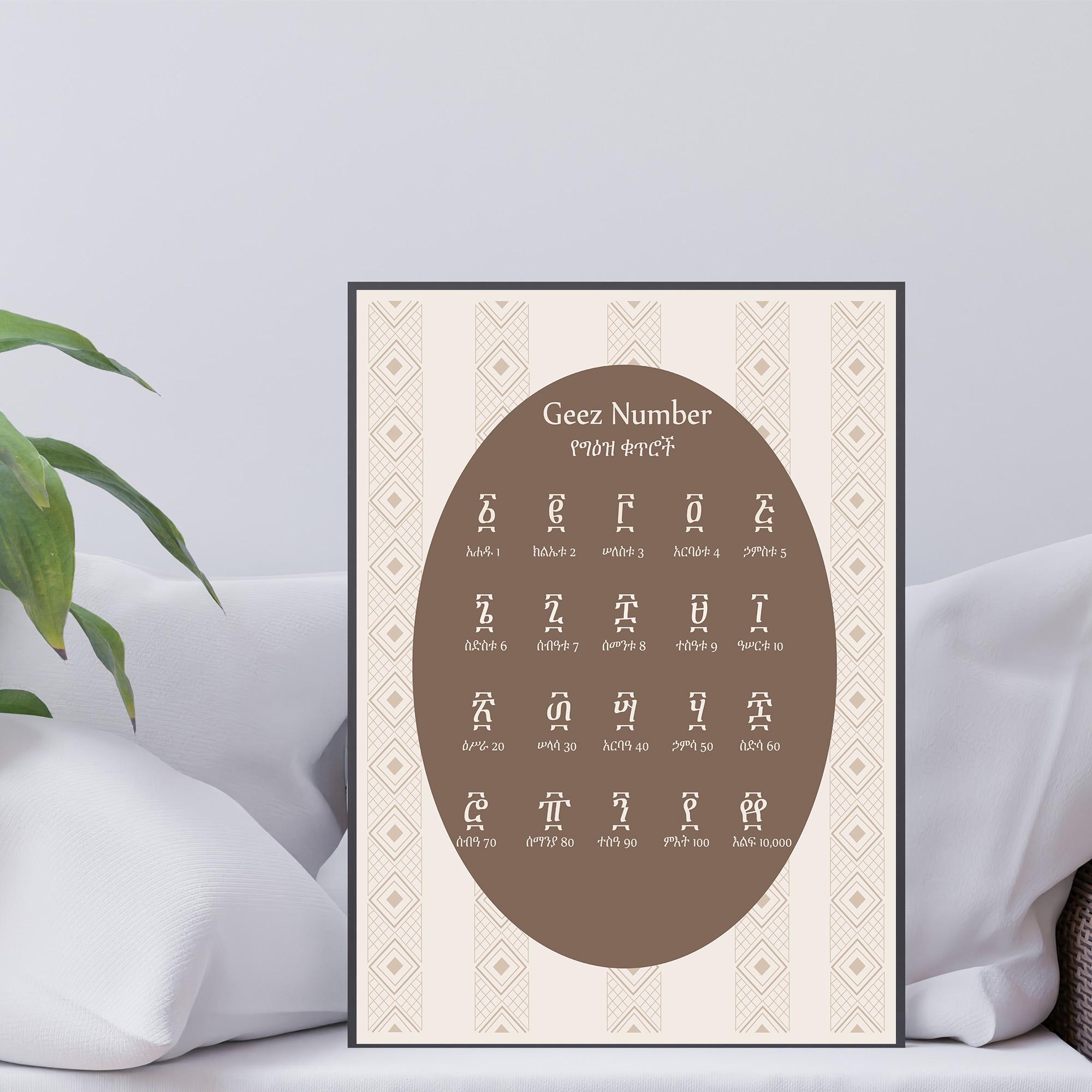 Ethiopian Geez Numbers Art Print, Ethiopian Number, Ancient Numerals ...