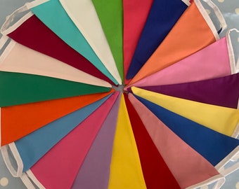 Banderines de tela arcoíris, guirnaldas para fiestas y decoración para baby shower.
