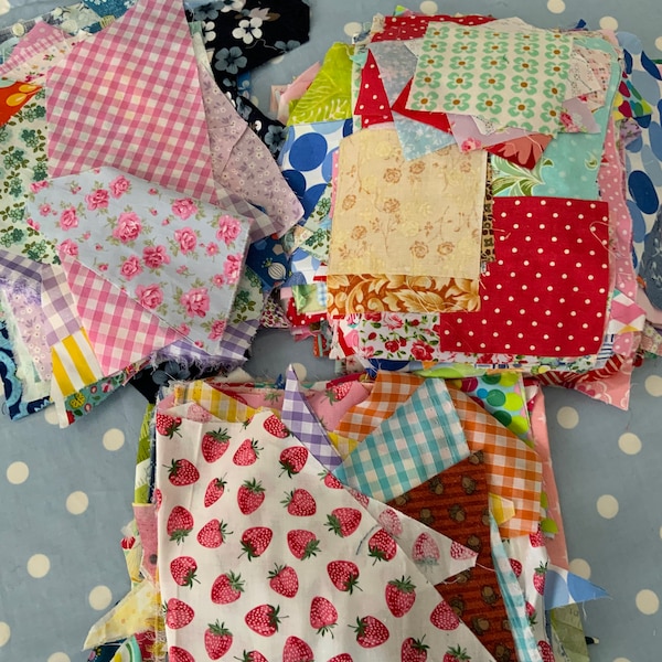 Fabric pieces, scraps, cotton fabrics, patchwork