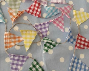 Teeny tiny Gingham mini bunting, banner, flag, pennant