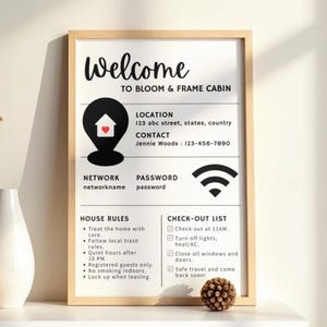 Editable Airbnb Welcome Sign Template | Modern Host Guide (Digital Download)