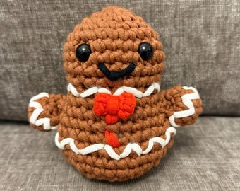 Handmade Crochet Gingerbread Man Plush – Christmas Holiday Decor