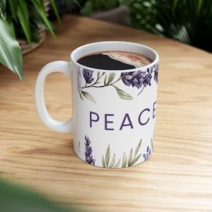 Morning Intention Mug | Ceramic Coffee Cup with Peace QR Guided Intention
