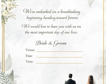 Burgundy Floral Wedding Invitation, Romantic Greenery Design (Digital Download)
