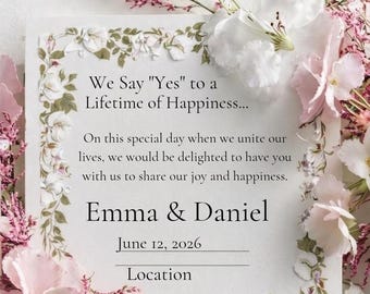 Floral Wedding Invitation Template, Botanical Canva Invite (Instant Download)