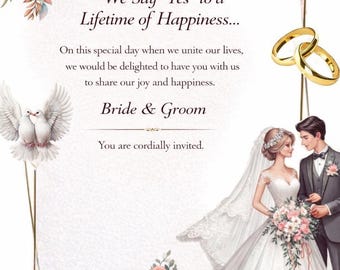 Burgundy Floral Wedding Invitation, Printable Wedding Card, Romantic Elegant Invite, Digital Download