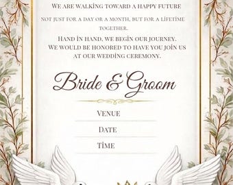Elegant Minimal Wedding Invitation Template, Modern Canva Invite (Digital Download)