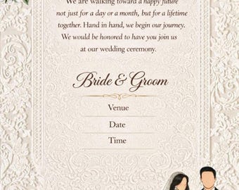 Elegant Floral Wedding Invitation Template, Printable Card (Digital Download)
