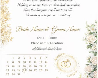 Vintage Rose Wedding Invitation Template, Elegant Floral Invite (Instant Download)