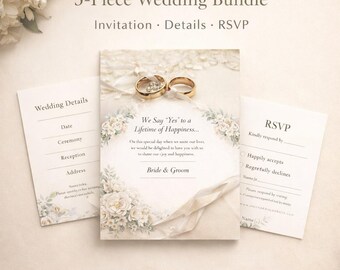 Elegant Wedding Invitation Template, 5x7 Minimalist Bride Groom Card (Digital Download)