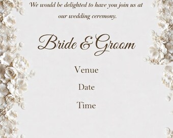 Elegant Floral Wedding Invitation Template, Editable Digital Card (Digital Download)
