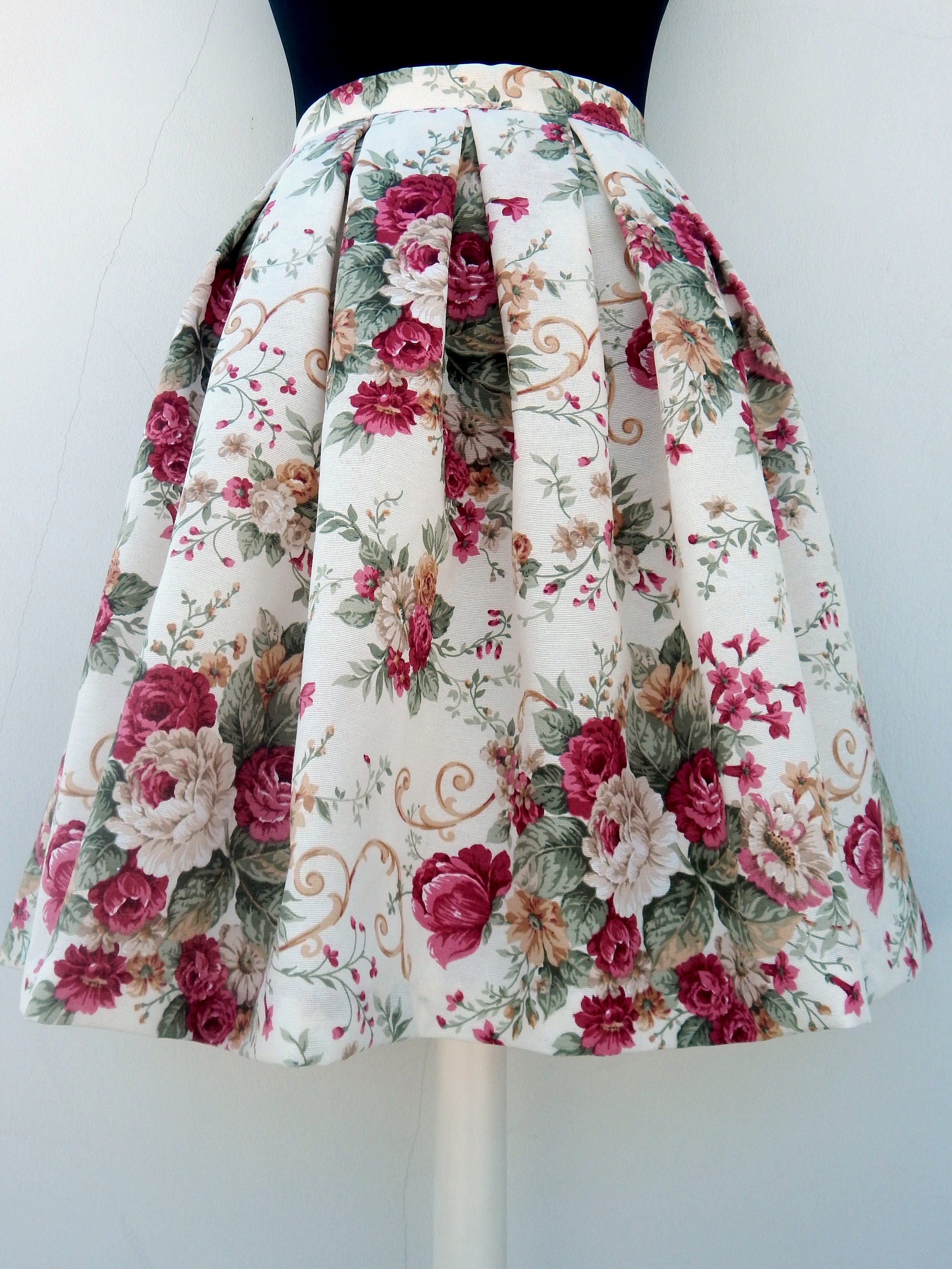 Custom Made Formal Floral Skirt All Sizes Pleated Floral - Etsy