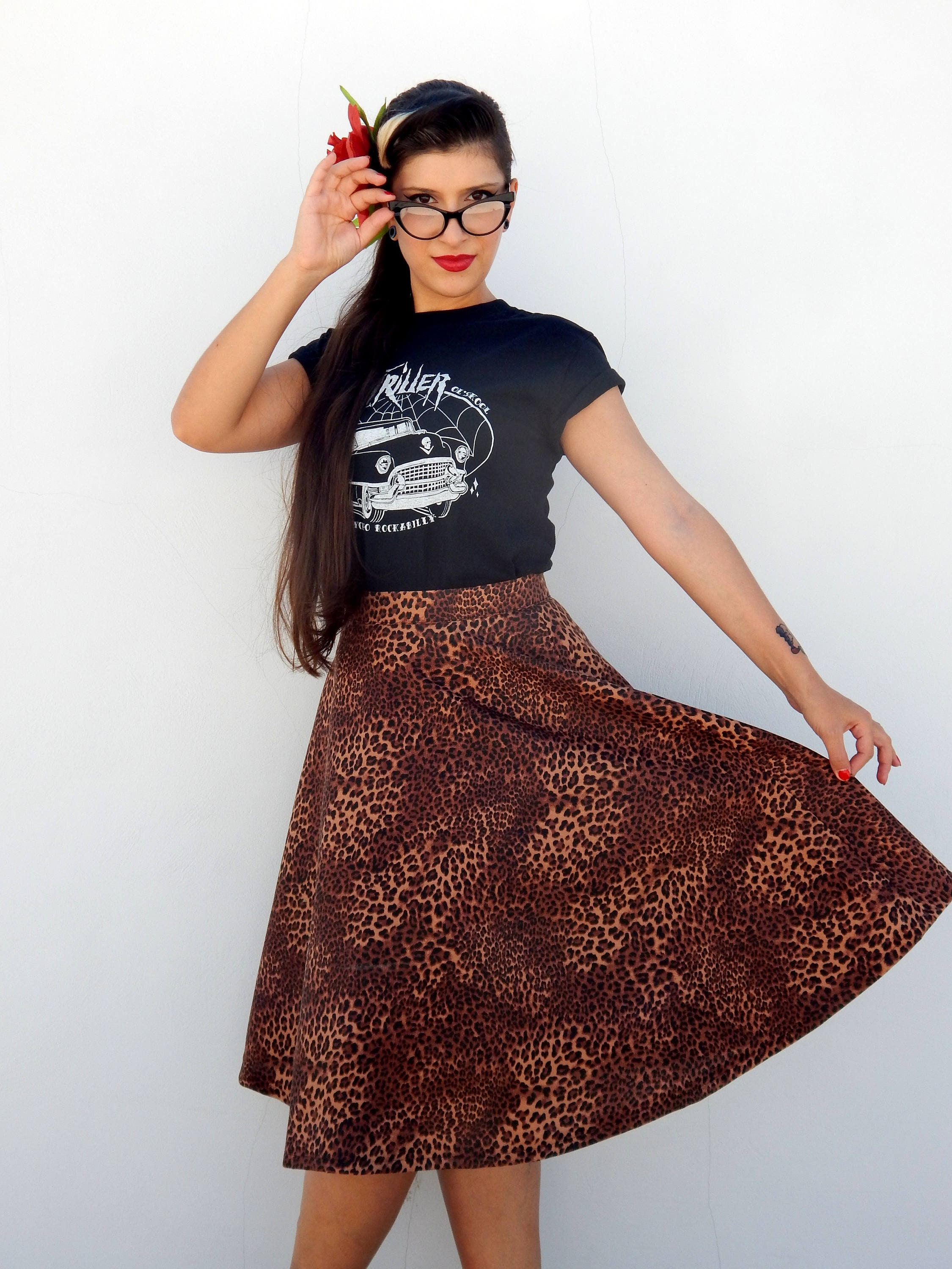 leopard circle skirt