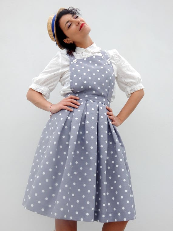 dungaree knee length dress
