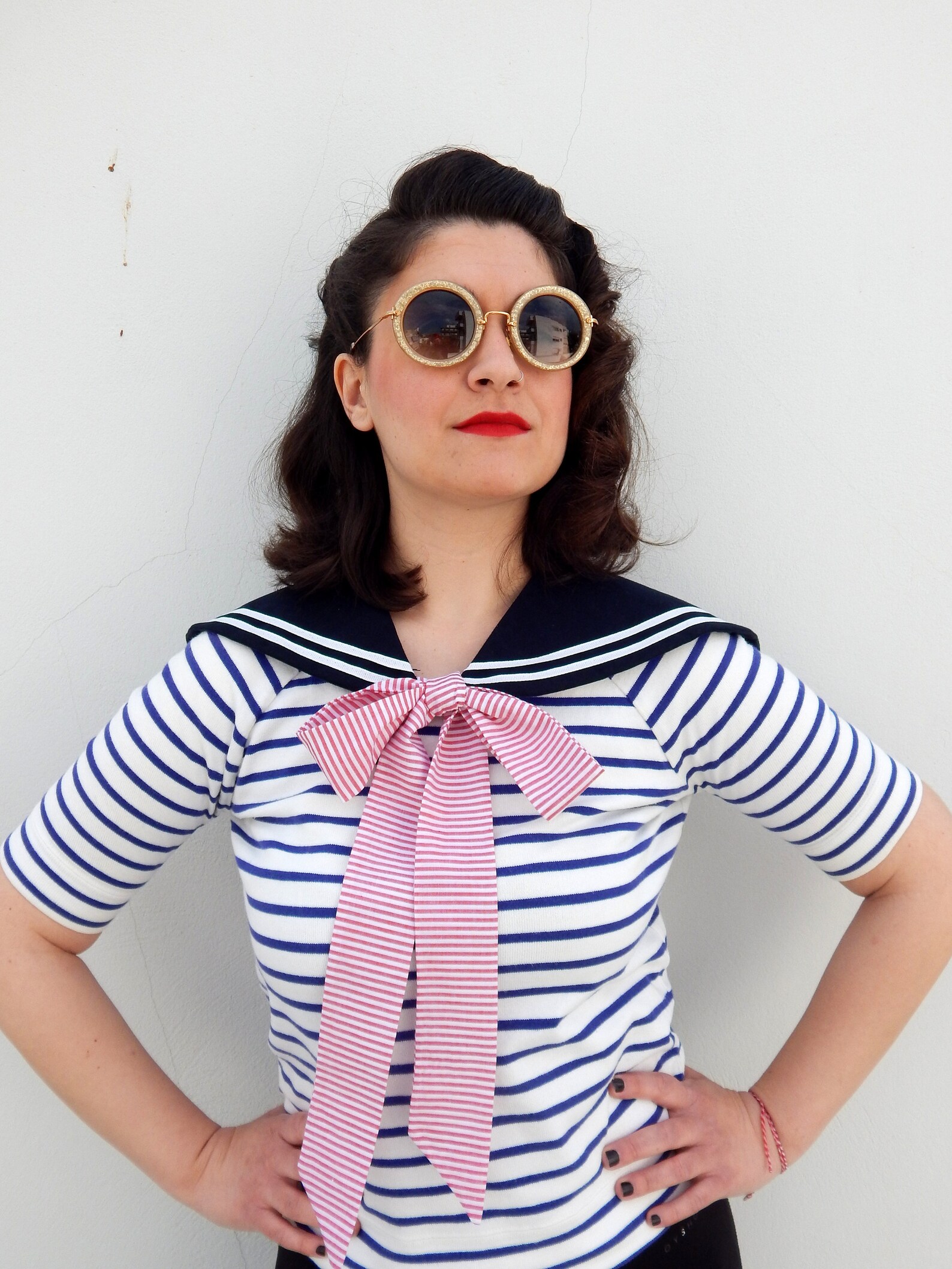 Detachable Sailor Collar in Navy Blue Handmade Vintage Style Etsy