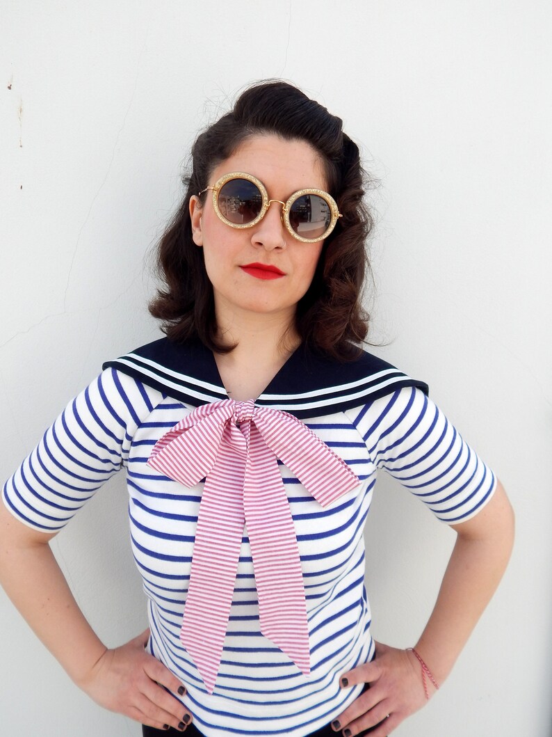 Detachable Sailor Collar in Red Handmade Vintage Style Etsy