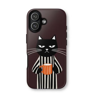 Grumpy Black Cat Coffee Phone Case, Shockproof Protective Cover for iPhone Samsung Google